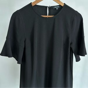 Crepe Flutter-Sleeve Mini Dress